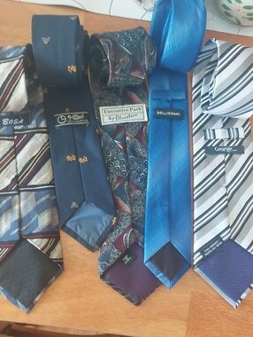 Lot Of 5 Mens Neckties Assorted Brands Bosa Bellissimo Bluestone